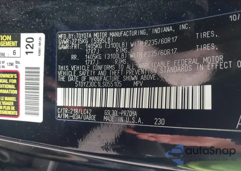 2020 Toyota Sienna Xle z USA, uszkodzony, nr VIN 5TDYZ3DC1LS055105